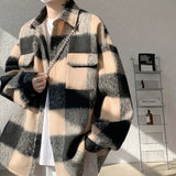 AIDASE  -  American Style Men's Woolen Jacket Loose High Street Large Pocket Decoration Long Sleeve Turn-down Collar Men Coats 21E7628 aidase-shop