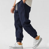 AIDASE  -  Men's Loose Fit Cotton Linen Jogger Pants Elastic Waist Drawstring Casual Pants for Streetwear & Daily Outfits aidase-shop