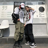 AIDASE  -  Spring Summer New Men's Techwear Overalls Cargo Pants Hip Hop Tide Drawstring Sports Women Wide Leg Pocket Overalls aidase-shop