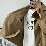 AIDASE  -  Trendy Fashionable Casual Short Jacket for Men Vintage Lapel Outwear Korean Crop Coats All-match Male Long Sleeve Streetwear aidase-shop