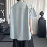 AIDASE  -  Simple Men's Shirt Niche Double-breasted Design Loose Casual Short-sleeved Solid Color Tops Summer New Tide aidase-shop