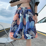 AIDASE  -  Ice Silk Five-Quarter Men's Shorts Digital Print Cooling Holiday Dopaamine Hong Kong Style Summer Casual Straight Leg Pants aidase-shop