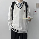 AIDASE  -  Original Design Men's Autumn Winter Knitted V-Neck Sweater Vest Uniform Style JK/DK Coat Unisex Fashionable College Theme aidase-shop