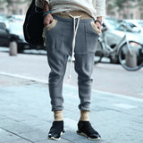 AIDASE  -  Autumn Casual Men's Loose-Fit Drawstring Knit Trousers Unique Color Block Style Sports Casual Trousers aidase-shop