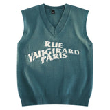 Aidase Alphabet Solid Pattern Men's V-Neck Sweater Daily Versatile Sleeveless Knit Sweater Fashion Simple Jacquard Design Sweater Vest aidase-shop