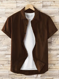 Aidase New 2024 Summer Fashion Men Solid Color Short Sleeve Classic Shirt Casual Button-Down 100% Polyester Plain Basic Shirts for Men aidase-shop