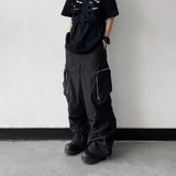 Aidase Black Baggy Cargo Pants Fashion Harajuku Straight Trousers Men's Y2K Vintage Baggy Casual Pocket Streetwear Hip Hop Korean Style