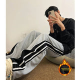 AIDASE  -  Trendy Youth Straight Leg Fce Lined Wide Leg Casual Pants Autumn Winter Hip Hop American Sle Long Trousers for Men aidase-shop