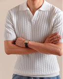 AIDASE  -  Italy Polo Jacquard V-neck Knitted Polo Shirt For Men's Cotton Blend Casual Summer Men Polo Shirt Short Sleeve Mannen Polo aidase-shop