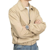 AIDASE  -  Classic Khaki Spring Autumn New Arrival Thin Zipper Workwear Jacket Washed Collar Zipper Leisure Polyester Fabric Coat for Men aidase-shop