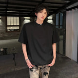 AIDASE  -  Casual Men T-shirt 2025 Summer Solid Color Round Neck Beaded Beads Structure Design Trendy Short Sleeved Men's Tops 21E5860 aidase-shop