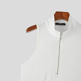 AIDASE  -  Men Tank Tops Solid Color Sleeveless Stand Collar Zipper Male Vests Summer Streetwear 2025 Fashion Casual Men Clothing aidase-shop