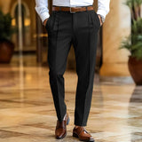 AIDASE  -  Daily Leisure Men's Loose Straight Trousers Autumn Casual Solid Color Pleated Suit Pants For Mens Spring Fashion Trousers aidase-shop