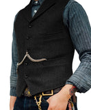 Aidase Business Waistcoat Jacket Casual Slim Fit Gilet Homme Vests for Groosmen Man Wedding Men's Suit Vest Brown Wedding Wool Tweed aidase-shop