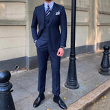 AIDASE  -  Tailor-made 3 Pieces Slim Fit Suit For Men high quality Pants Tuxedos Formal  navy blue Wedding Party Jackets Mens Clothing aidase-shop