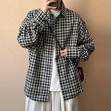 AIDASE  -  Spring Clothing Men's Casual Luxury Plaid Shirts Japanese Style Vintage Long Sleeve Cardigan Check Tops Fashion Leisure 2025 New