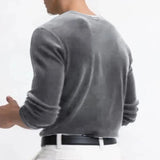 AIDASE  -  Men T Shirt Solid Color V Neck Long Sleeve Velour Casual Male Tee Tops Streetwear 2025 Loose Fashion Men Clothing S-3XL aidase-shop