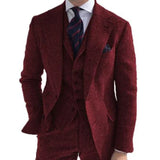 Aidase Herringbone Wool Grey Men Suits For Formal Business Groom Wedding Tuxedo 3 Piece Tweed Man Set Jacket Waistcoat with Pants aidase-shop