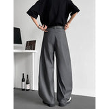 AIDASE  -  Grey Suit Pants Men Oversized Society Mens Black Dress Pants Korean Casual Wide Leg Pants Mens Office Formal Trousers M-3XL aidase-shop
