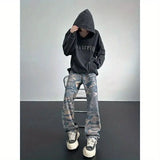 Aidase Autumn American High Street Men and Women Trendy Personality Full print Washed Jeans Straight fit Loose Hip Hop Casual Pants y2k aidase-shop