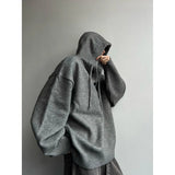 AIDASE  -  American Retro Casual V-ne Knitted Sweater Men Pure Color Outerwear Autumn Winter New Sle Loose Fit Long Sve Coat aidase-shop