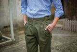 AIDASE  -  Vintage Green Gurkha Pants For Men Adjustable Waist Buckle Cotton Naples Trousers Fashion Casual Loose Ankle-Length Cargo Pants aidase-shop