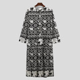 AIDASE  -  Men's Muslim Long Sleeve Cotton Striped Robes Islamic Arabian Kaftan Suit Middle East Dubai Abaya Retro Spring Clothing 2025 New aidase-shop