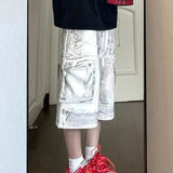 AIDASE  -  Summer New High Street Workwear Denim Shorts 2025 Tie-dyed Pocket Design Korea Fashion Male Trousers aidase-shop