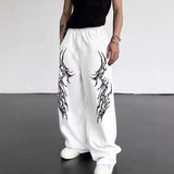 AIDASE  -  Men's Gothic Tribal Print Wide Leg Sweatpants - Loose Hip Hop Streetwear Trousers Elastic Waist Casual Pants aidase-shop