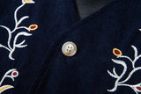 AIDASE  -  Retro Pattern Embroidery Corduroy Vest Coat Men Spring Fashionable Button-up V Neck Waistcoats Mens Casual Sleeveless Cardigans aidase-shop