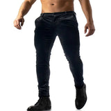 AIDASE  -  Men's Fashion Solid Color Velvet Slim Fit Skinny Pants Stylish Casual Trousers aidase-shop