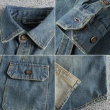 AIDASE  -  Mens Casual Vintage Denim Shirt Distressed Washed Jean Shirt Long Sleeve Button Down Clothes with Pockets aidase-shop