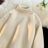 AIDASE  -  Men Oversized Turtleneck Sweaters Winter Korean Fashions Pullover Harajuku Black Knitwear aidase-shop