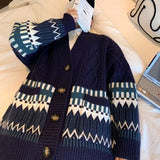 Aidase Men Cardigan Sweater Fashion Knitwear Comfortable Streetwear Contrast Color Japanese Style V-neck Leisure Outer New Clothing aidase-shop