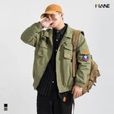 Aidase  Trendy Brand Pilot Jacket Men's Thick Military Green Cotton Jacket Workwear Jacket Loose Baseball Uniform