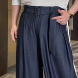 Aidase Mens Suit Pants Belt British Straight Wide-Leg Pants Summer Fashion Personality Versatile Business Casual Pants Men'S Wear 2024 aidase-shop