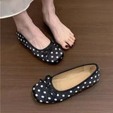 AIDASE  -  Women's Mary Jane Flats Polka Dot Bow Square Toe Soft Bottom Commuting Casual Shoes Spring Summer Comfortable Loafers aidase-shop