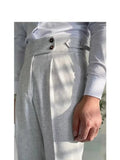 AIDASE  -  Italian Naples Dress Suit Pants, Men's High Waist Straight Trouser, Spring Summer Fashion Casual Business Smart Breathable Pants aidase-shop