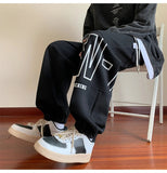 AIDASE  -  American Letter Print Casual Pants Fall Trend Large Size Drawstring Leg Sweatpants Loose Sports Casual Pants Women Men Clothing aidase-shop