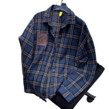 AIDASE  -  New Korean Style Plaid Shirt Long Sleeve Casual Outerwear for Men And Women Couple Fashionable Leisure Coat Polyester Fiber aidase-shop