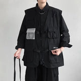 AIDASE  -  Spring Autumn New Men Tide Original Design Y2K Streetwear Fashion Hip Hop Pocket Sleeveless Waistcoat Jacket Set Ins aidase-shop