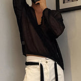 AIDASE  -  Men Sweater Solid V Neck Long Sleeve Hollow Out See Through Male Pullovers Streetwear Loose Fashion Casual Men Clothing aidase-shop