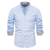 AIDASE  -  Men's Slim Fit Casual Shirt Autumn New Style Fashionable Solid Color Long Sleeve Top Versatile Male Apparel aidase-shop