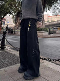 AIDASE  -  American Sle Rivet Deconstructed Knife Casual Pants Men Women Summer High Waist Wide Leg Dra Long Trousers aidase-shop