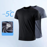 Aidase Men's Quick Dry Short Sleeve Gym Running Moisture Wicking Round Neck T-Shirt Training Exercise Gym Sport Shirt Tops aidase-shop