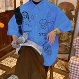 AIDASE  -  Men Shirt Printing Striped Lapel Short Sleeve Summer Male Tops Streetwear Loose 2025 Shirts Fashion Casual Men Clothing aidase-shop