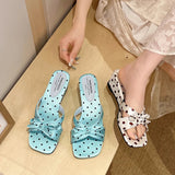 AIDASE  -  Summer Thick Heel Mules Shoes Elegant Butterfly-knot Vacation Dress Sandalias Gladiator Women Polka Dot Slippers aidase-shop