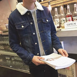 Aidase Denim Jackets Man Padding with Sheep Jeans Coat for Men Padded Wool Black Warm Slim Fit Lxury Low Cost One Piece Fashion Casual aidase-shop
