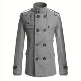 AIDASE  -  Men's Streetwear Solid Color Mid-length Woolen Coat Fashion Casual Button-down Suit Collar Jacket Leisure Luxury Retro Clothes aidase-shop