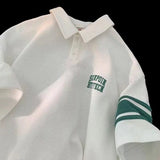 24.79Aidase American Hip-hop Street Trend Men and Women Summer Personality Waffle Polo Short Sleeved Couple Loose Casual T-shirt Harajuku aidase-shop